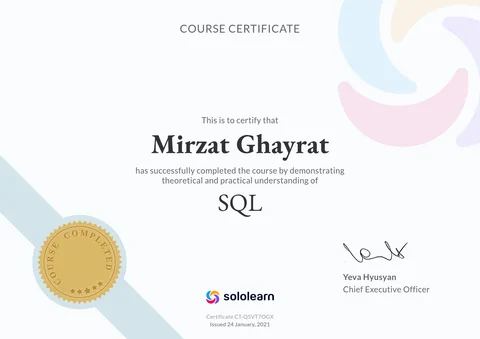 SQL fundamentals — Original certificate